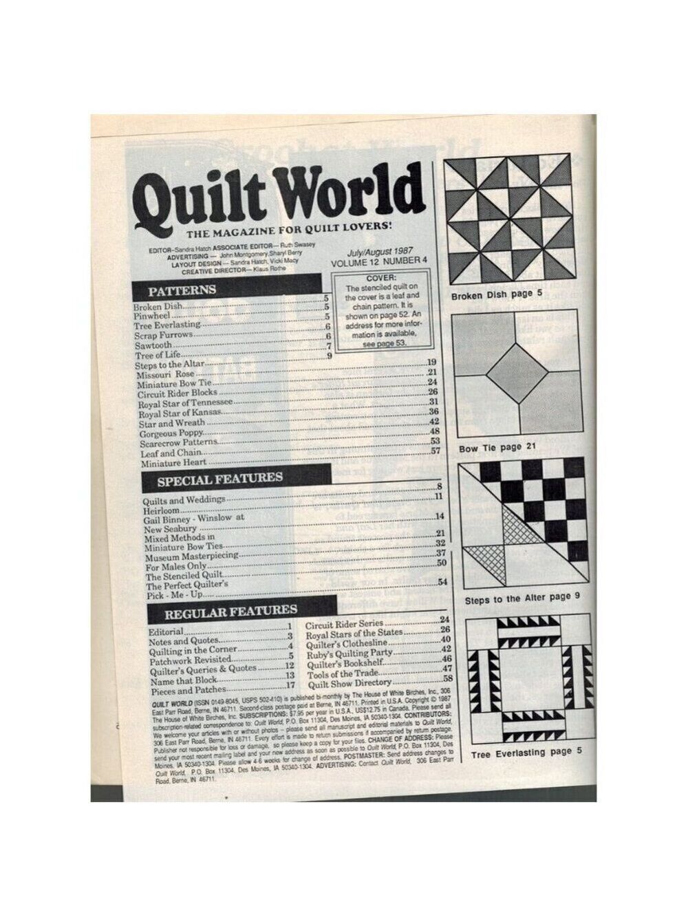 Quilt World August 1987 Volume 12 Number 4 House of White Birches - Picture 2 of 2